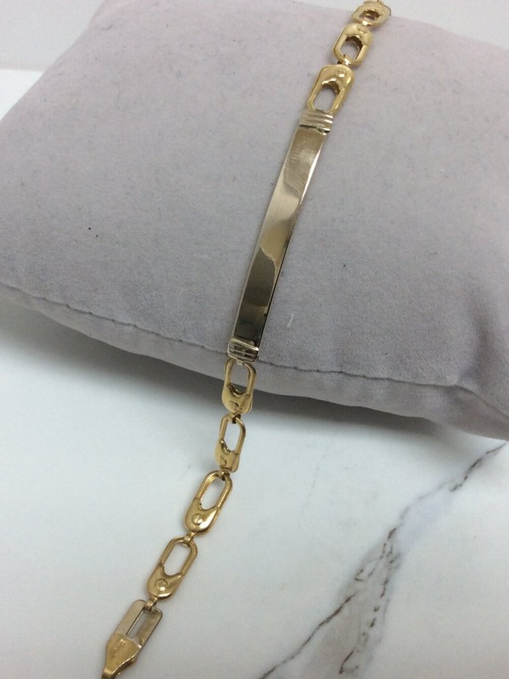 Men lady 18k Yellow Solid Real Gold Id Fancy Link Bracelet 7 3/4''   9.80gr